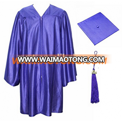 Purple shiny Graduation gowns with caps for children dress